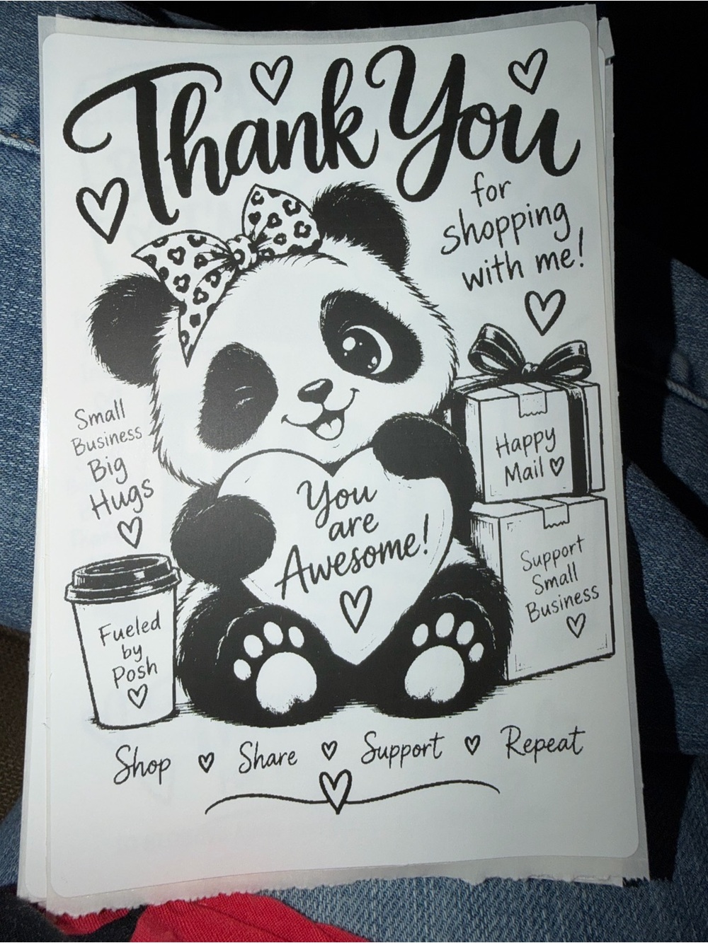 Thank You Panda Sticker 50 count 4x6